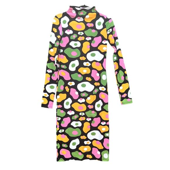 Nooworks | NWOT Olive Egg Psychedelic Print Mock Neck Midi Dress Size XS - Picture 1 of 6